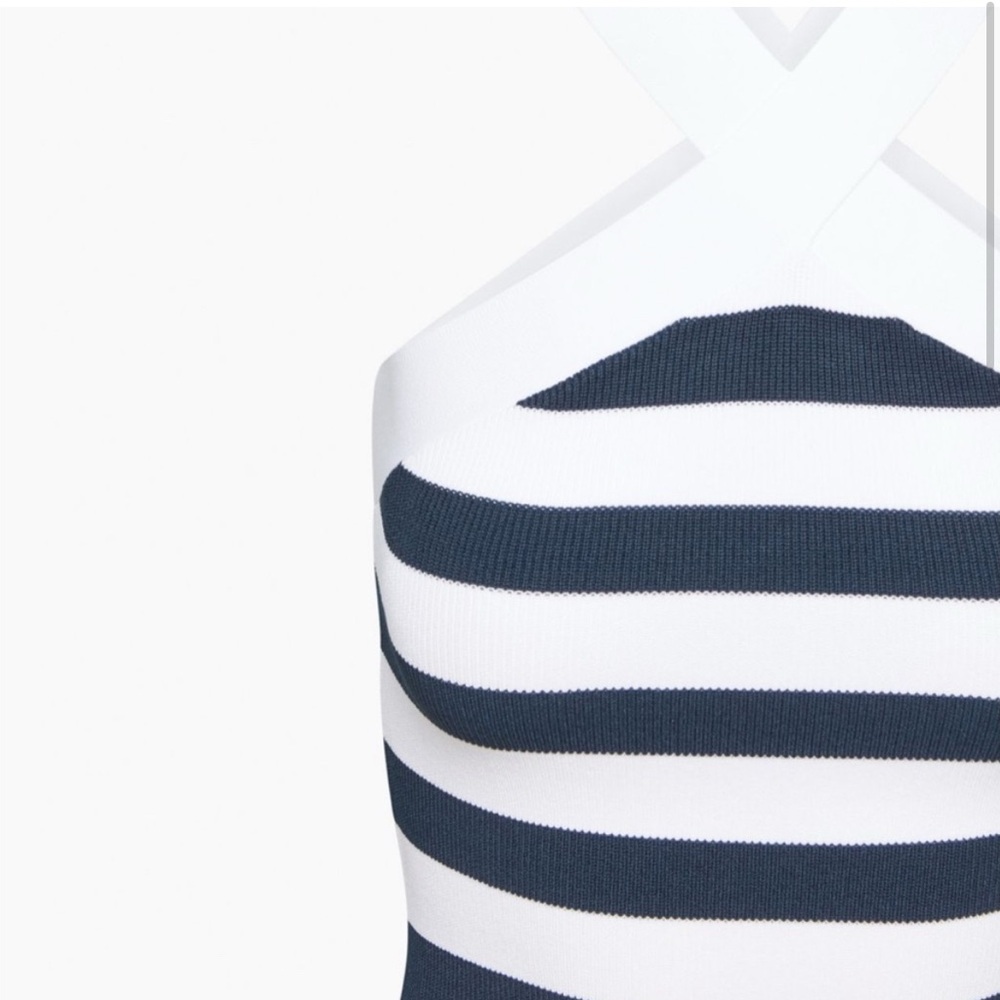 Aritzia Navy and White Halter Sheath Mini Dress - Picture 2 of 3